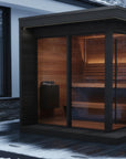 SaunaLife GL6B Outdoor Sauna Winter Patio View