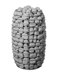 Metal basket with grey stones filled to top