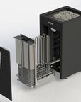 Harvia Virta E Heater Sauna inner components disassembled for view