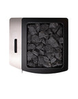Narvi NC20 Sauna Stove Black top view with components to the left grey stones filled to top