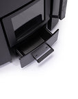Narvi NC20 Sauna Stove Black with bottom drawer open to the right
