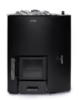 Narvi NC20 Sauna Stove Black front view with grey stones on top