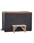 Cuboid cold plunge tub with 304 stainless interior, powder coated cabinet and Pacific cedar trim