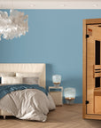 Maxxus S-Line Yoga one person infrared sauna in Canadian hemlock, front view