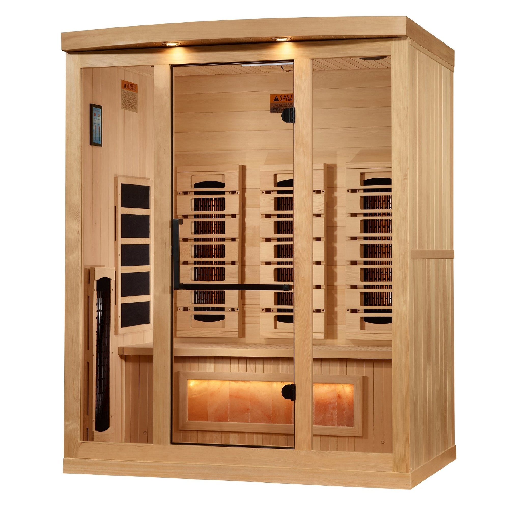 8030 sauna three quarter view, showing bench space for three