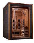 Nora sauna from the front, clean modern lines and full height glass