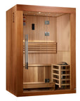 Sundsvall sauna interior, red cedar bench and backrest