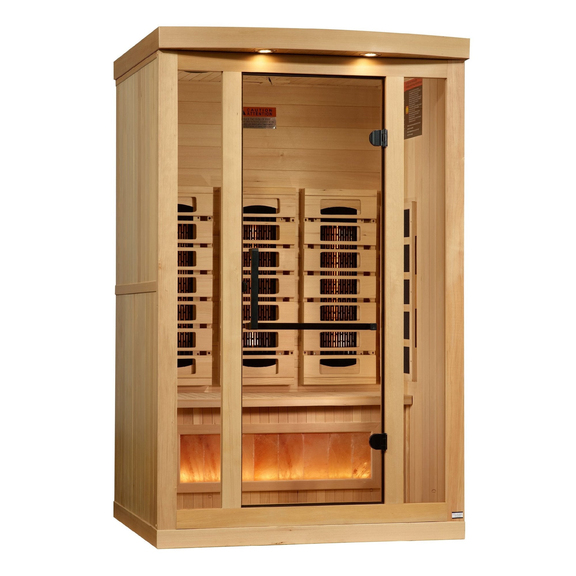 8020 sauna with the door open, bench and rear wall panels visible