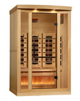 8020 sauna with the door open, bench and rear wall panels visible