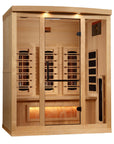 8030 sauna with the door open, bench and rear wall panels visible