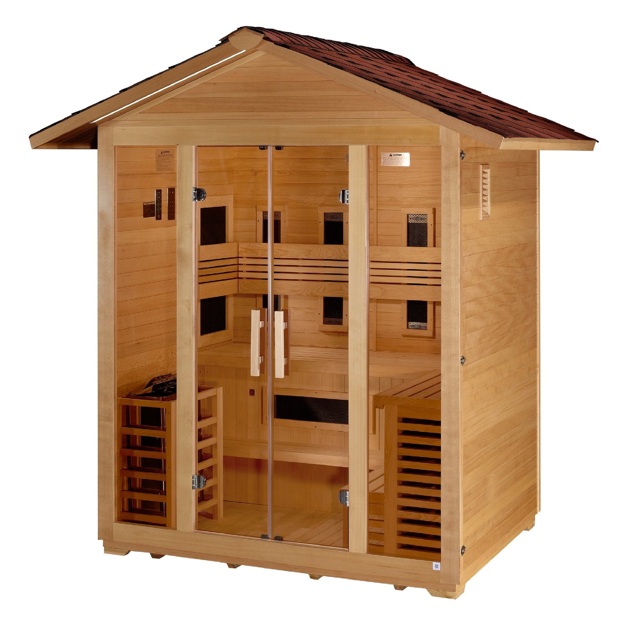 Gargellen sauna interior showing the long bench for five