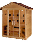 Gargellen sauna interior showing the long bench for five