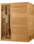 Soria cabin three quarter view in a basement room setting