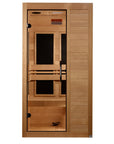 Maxxus S-Line Yoga sauna interior, bench and rear wall heating panels