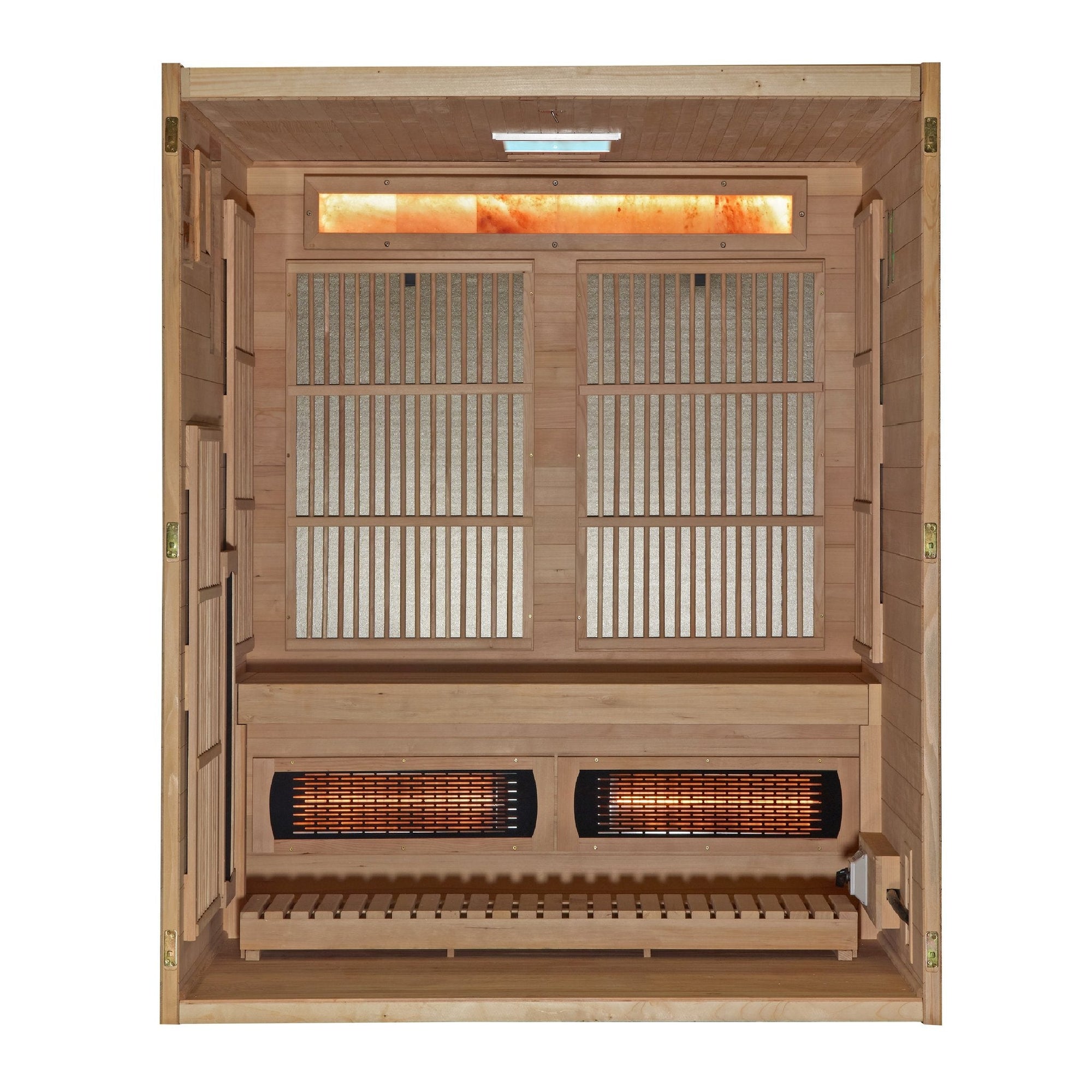 Soria interior bench and backrest, hemlock throughout