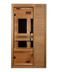 Maxxus S-Line Yoga sauna, three quarter view with the door open