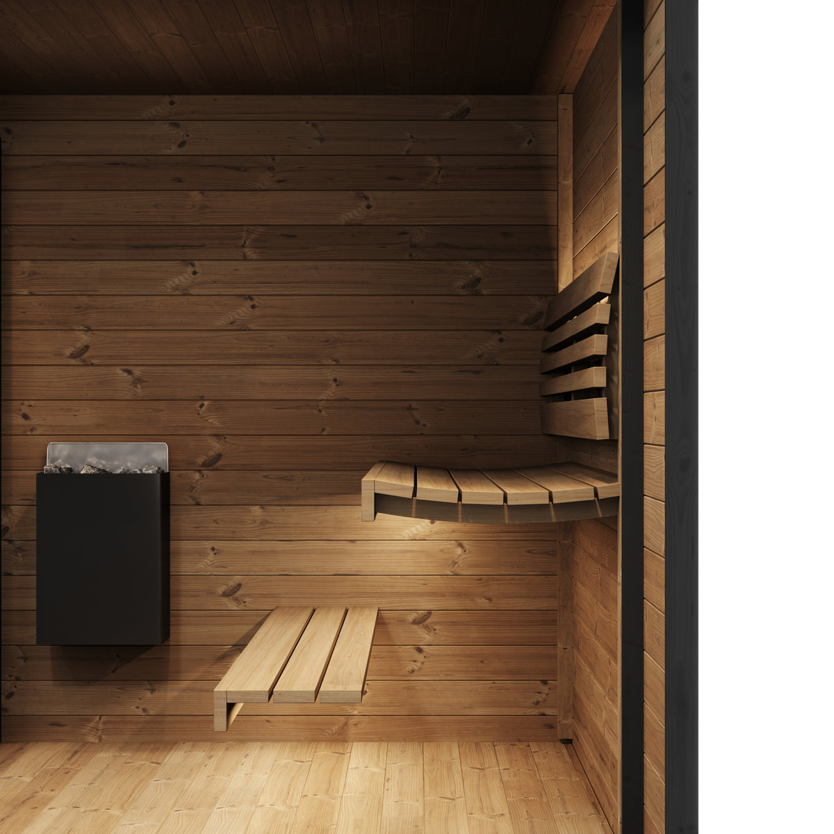 SaunaLife GL6B Outdoor Sauna Interior Side View
