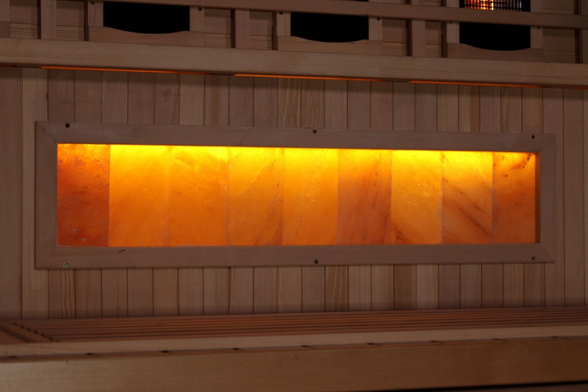 Himalayan salt bar mounted below the bench