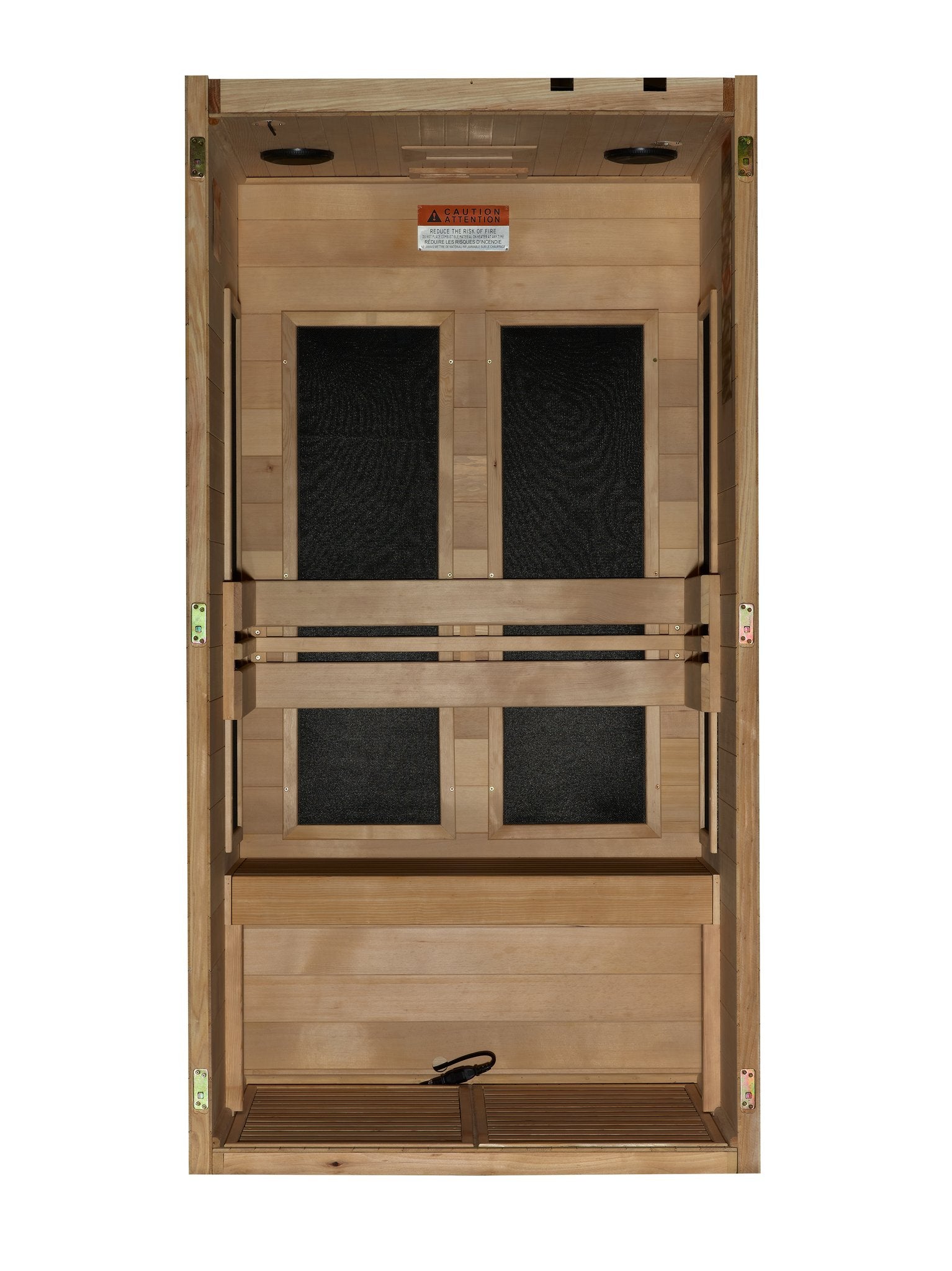 Maxxus S-Line Yoga sauna interior showing the extra standing height