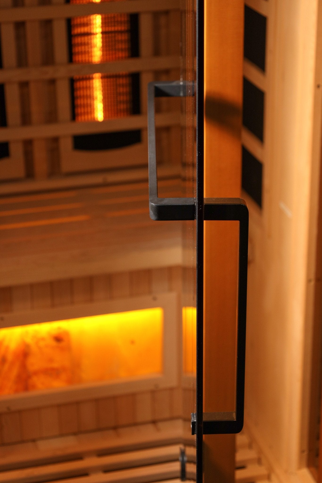 Interior towel bar and black door handle