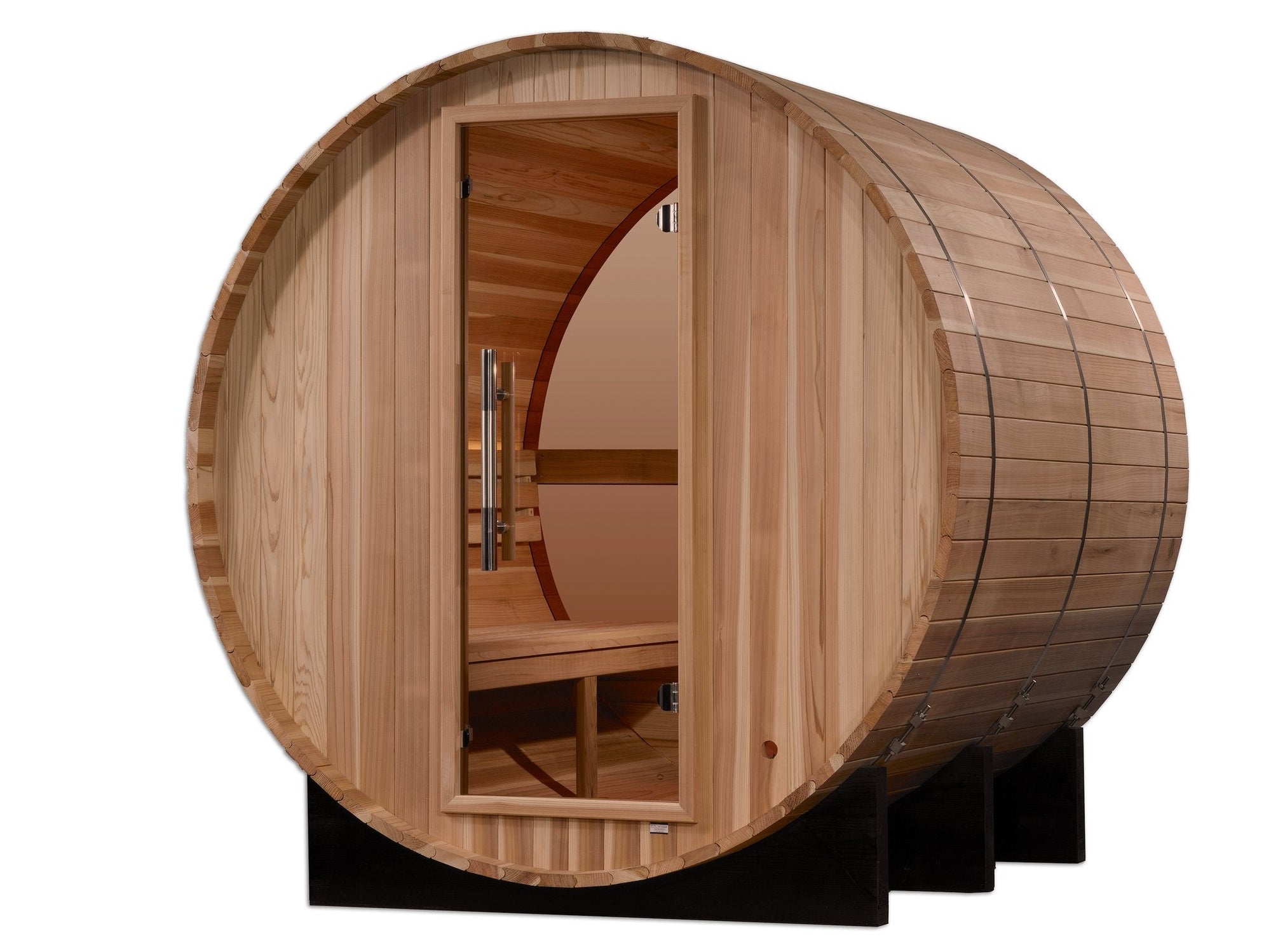 Zurich barrel sauna interior backrest with accent lighting