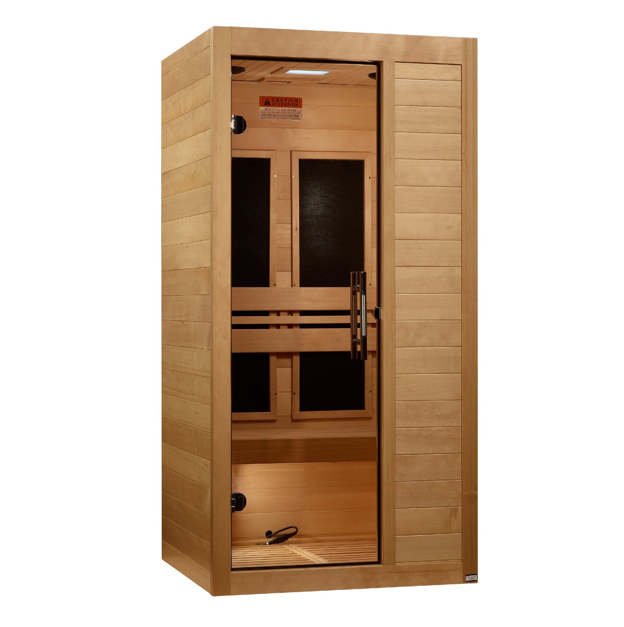 Maxxus S-Line Yoga sauna chromotherapy lighting in use