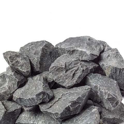 Pile of gray rocks on a white background
