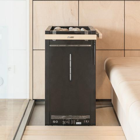 Harvia Virta E Heater Sauna interior sauna view