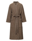 Brown textured sauna robe on a white background