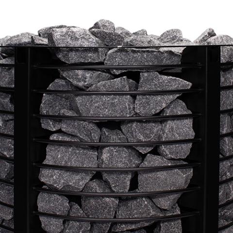 Narvi Inari sauna stove grey stones in grated basket
