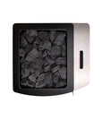 Narvi NC20 Sauna Stove Black top view with components to the right grey stones filled to top