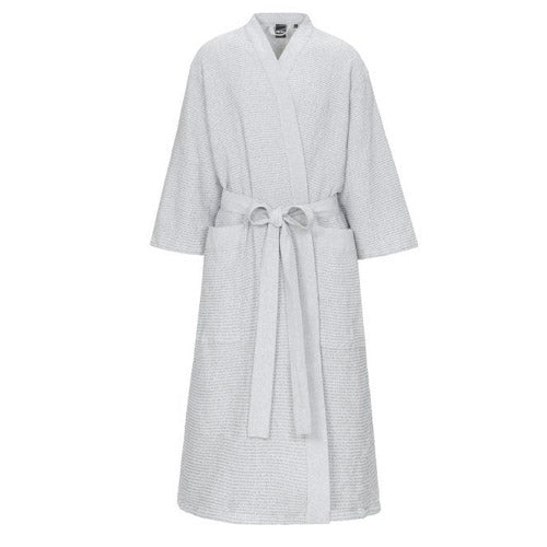 light grey sauna robe with a belt on a white background