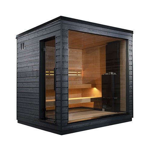 SaunaLife G6 Outdoor Sauna Full Panel Window Angled