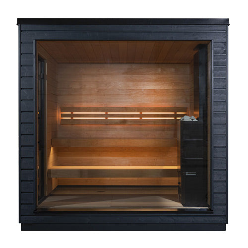 SaunaLife G6 Outdoor Sauna Front View Full Panel Window