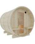 Finnish Sauna Builders Turku 6-Person Outdoor Barrel Sauna Nordic Spruce with Terrace