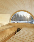 Finnish Sauna Builders Turku 6-Person Outdoor Barrel Sauna Nordic Spruce with Terrace