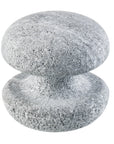 gray sauna stone with two round knob shaped ends on a white background