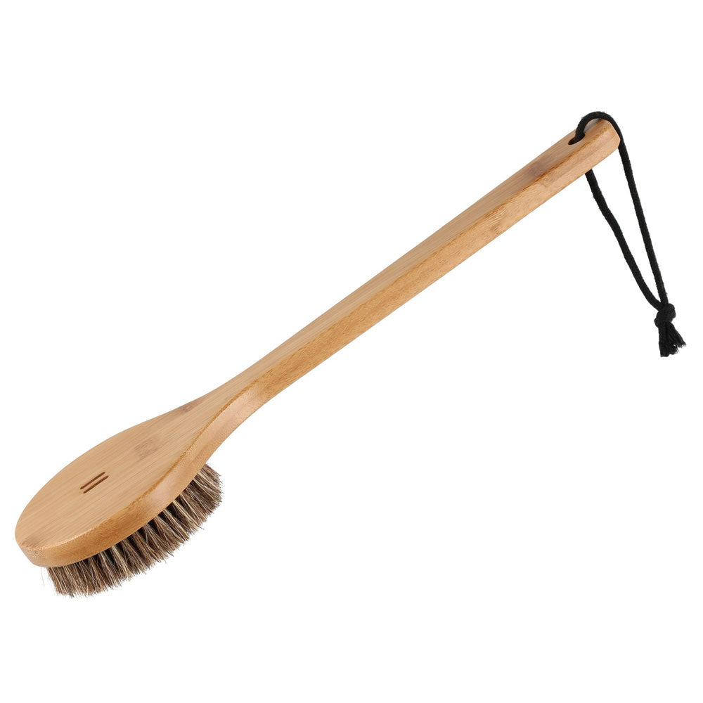 Wooden brush with bristles on a white background