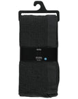 dark grey textured towel folded with a band of black and Rento logo